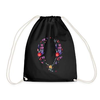 Personalized Floral Q Letter - Gift Idea - Drawstring Bag - black - Front