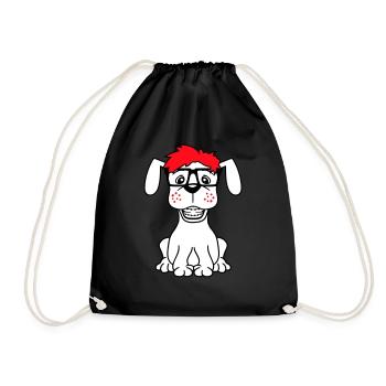 Hund Nerd Hornbrille Geek Zahnspange Schlau Lustig - Turnbeutel - Schwarz - Vorne
