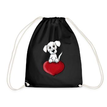 Hund Herz - Turnbeutel - Schwarz - Vorne