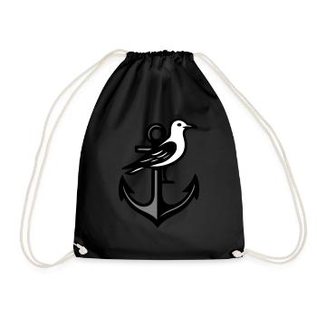 Anchor Seagull - Drawstring Bag - black - Front