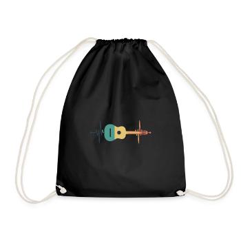 Gitarre Herzschlag - Turnbeutel - Schwarz - Vorne