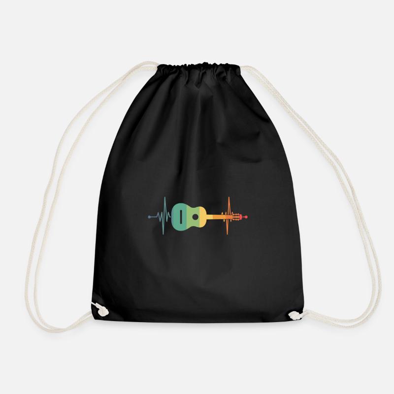 Heartbeat Guitar - Drawstring Bag - black