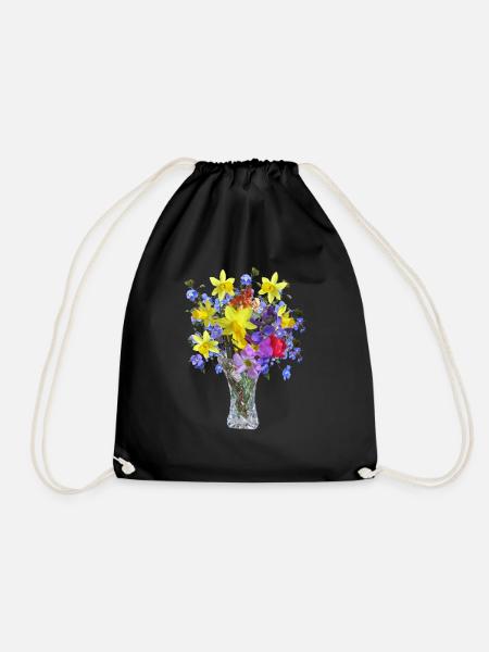 flowers lilies tulips orchids sunflower dahlia ger - Turnbeutel - Schwarz