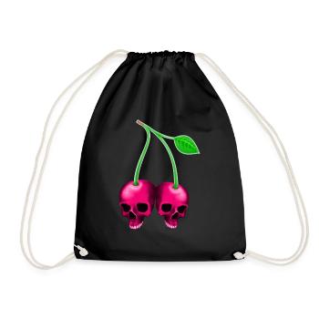 Skull Kirsche Pink - Turnbeutel - Schwarz - Vorne