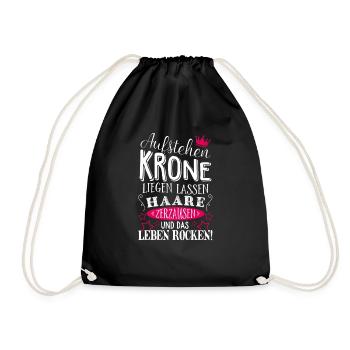 Krone Sprüche Frauen Rocken Humor Pink Geschenk - Turnbeutel - Schwarz - Vorne
