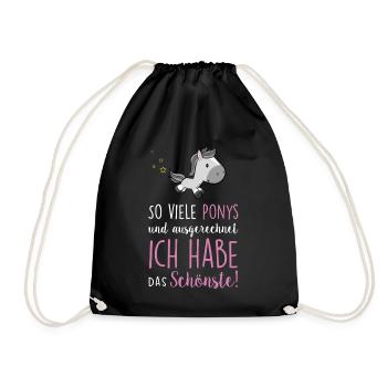 So viele Ponys - Turnbeutel - Schwarz - Vorne