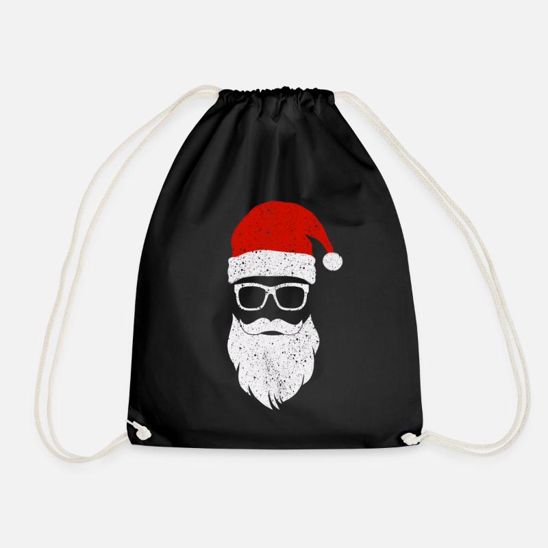 Hipster Weihnachten Weihnachtsmann Bart - Turnbeutel - Schwarz