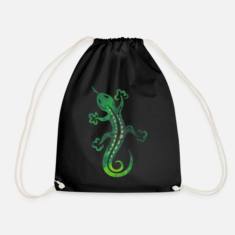 Grüne Echse, Eidechse, Salamander, Gecko. - Turnbeutel - Schwarz