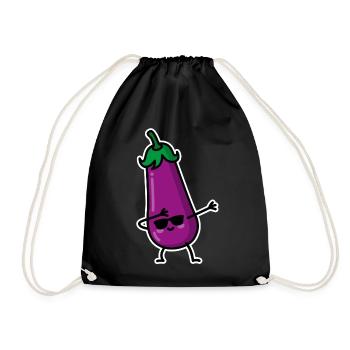 Dab Dabbing aubergine penis emoji texting meme sex - Drawstring Bag - black - Front