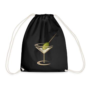 Cool Martini Glass With Olive - Drawstring Bag - black - Front