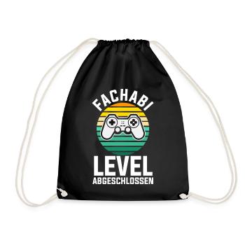 Fachabitur Level Abgeschlossen Gamer Zocker Gymnas - Turnbeutel - Schwarz - Vorne