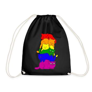 Gay Pride Katzen Stapel - Turnbeutel - Schwarz - Vorne