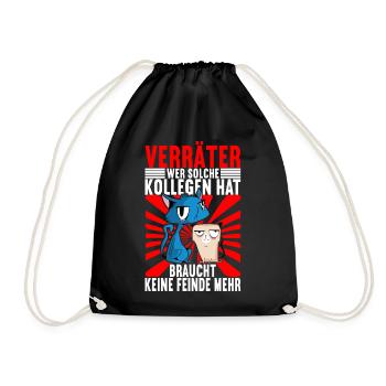 Abschiedsgeschenk Jobwechsel Kollege - Turnbeutel - Schwarz - Vorne