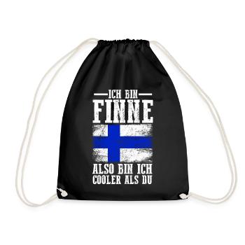 Finnland Finne Finnisches - Turnbeutel - Schwarz - Vorne