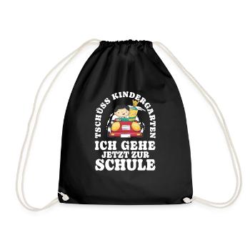 Einschulung Tschüss Kindergarten - Turnbeutel - Schwarz - Vorne