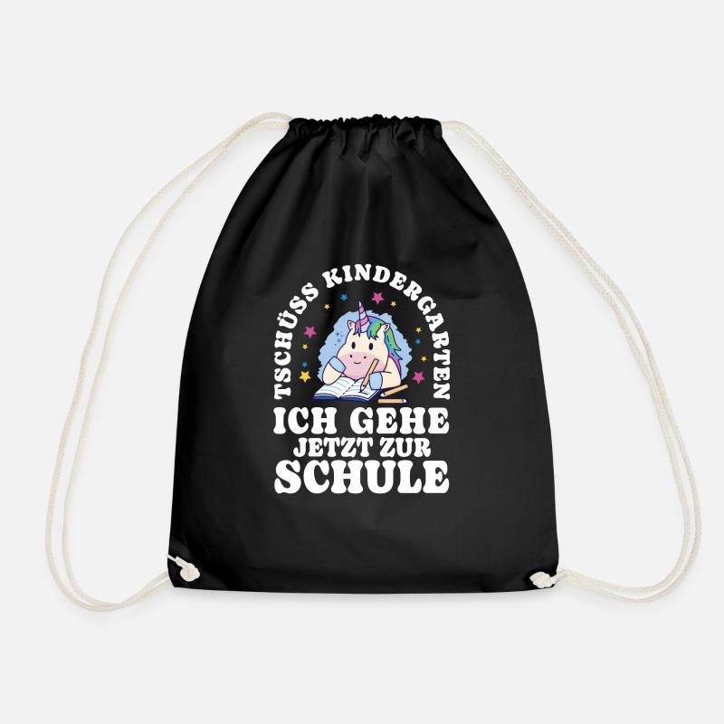 Einschulung Einhorn Tschüss Kindergarten - Turnbeutel - Schwarz