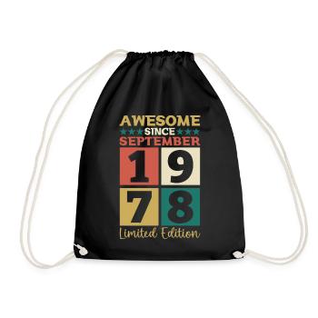 Awesome September 1978 44. Geburtstag Geschenk - Turnbeutel - Schwarz - Vorne