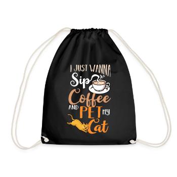 Cafetière Chat Machine Chaton Tasse Grains - Sac de sport léger - noir - Devant