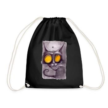 Serial Cat 06 - Drawstring Bag - black - Front