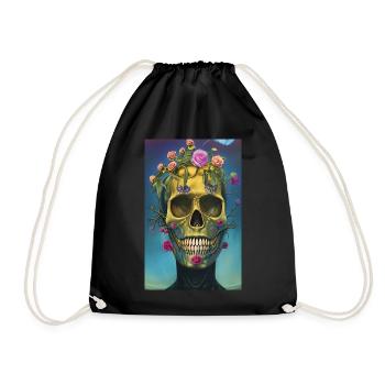 Beautiful fantasy Skull - Drawstring Bag - black - Front