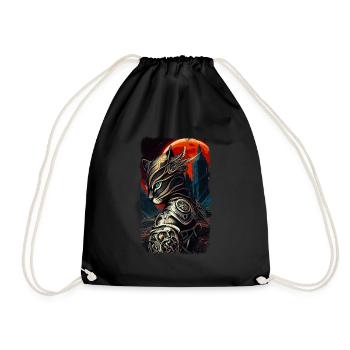Knight Cat - Drawstring Bag - black - Front