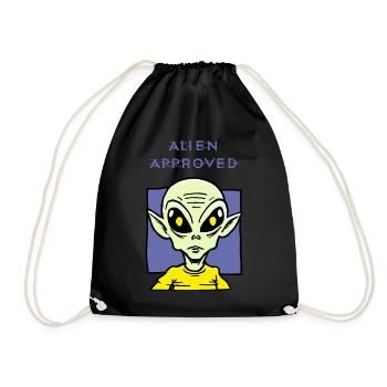 Alien Approved Yellow Eye Design - Drawstring Bag - black - Front