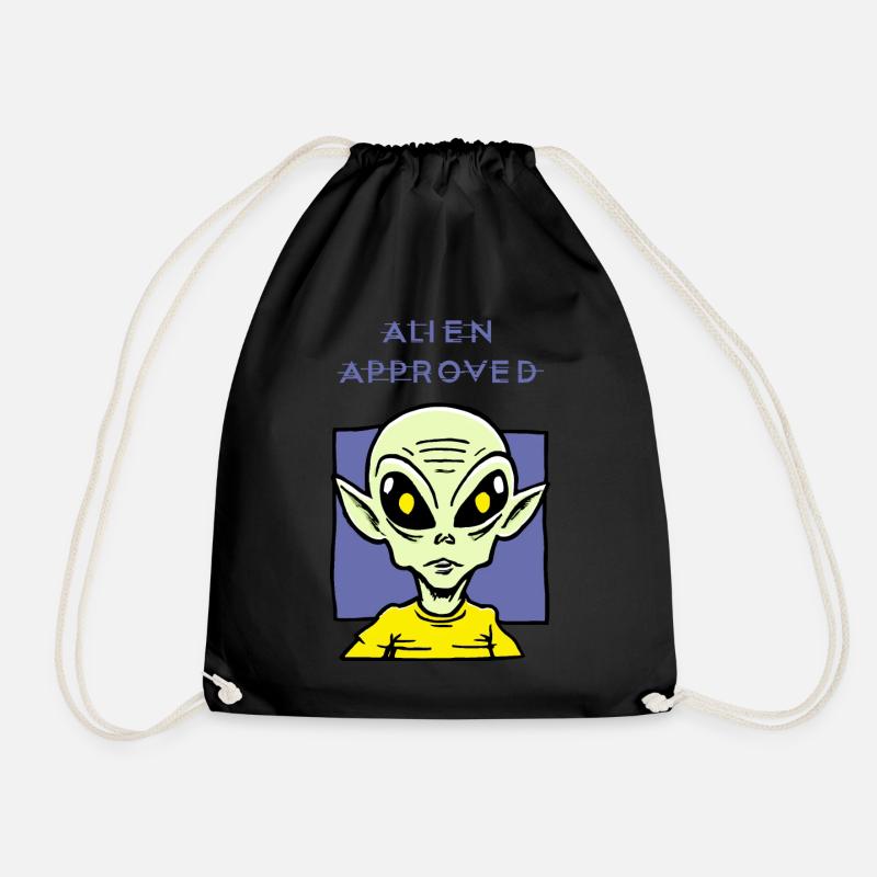 Alien Approved Yellow Eye Design - Drawstring Bag - black