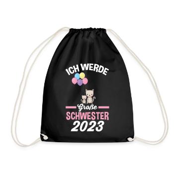 Katze Schwester 2023 - Turnbeutel - Schwarz - Vorne