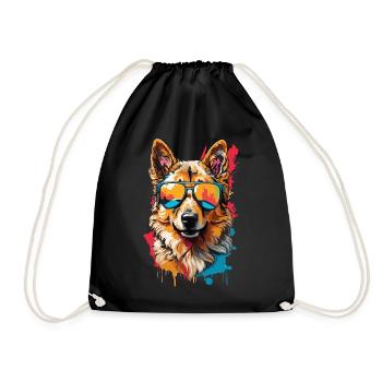 German Shepherd in Sunglasses: Cool & Cute - Drawstring Bag - black - Front
