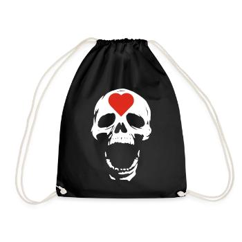 The White Skull and the Heart - Drawstring Bag - black - Front