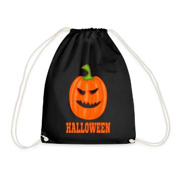 Pumpkin Halloween with lettering - Drawstring Bag - black - Front