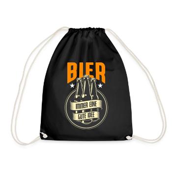 Bier Gute Idee Biertrinken Saufen Party Funshirt - Turnbeutel - Schwarz - Vorne