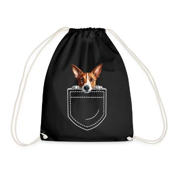 Hund Basenji - Turnbeutel - Schwarz - Vorne