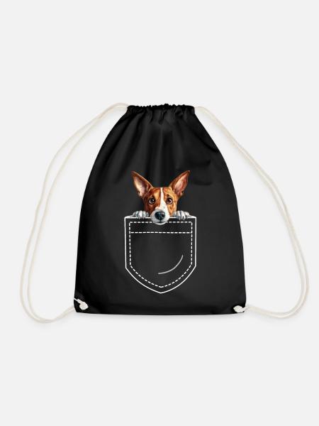 Dog Basenji - Drawstring Bag - black