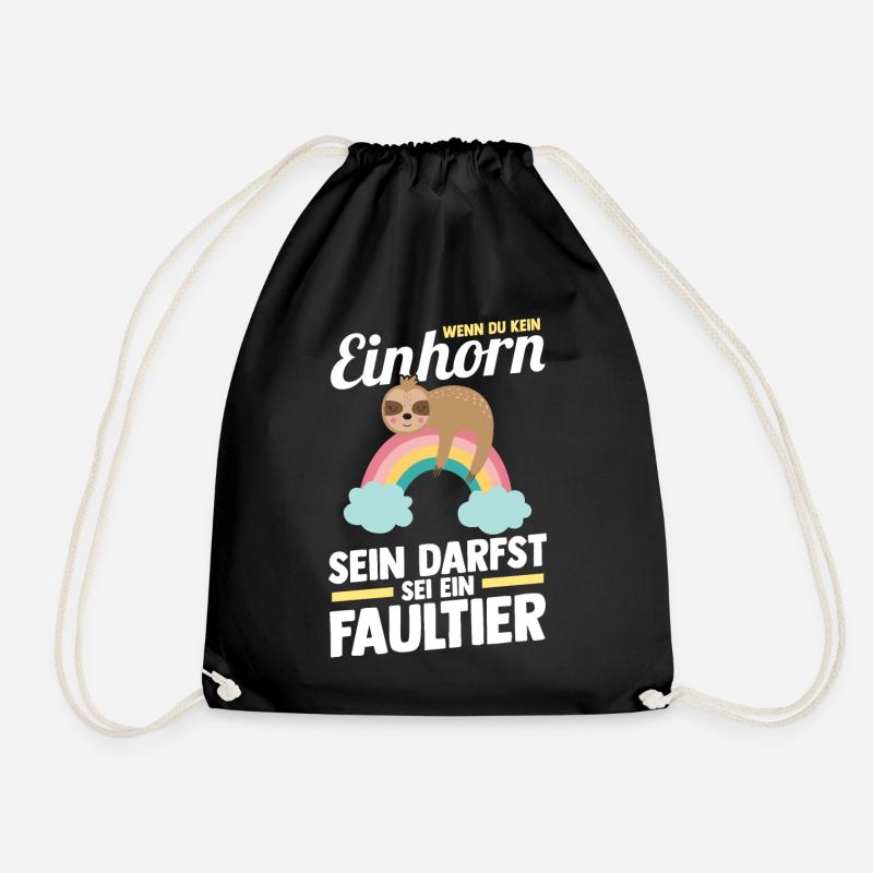 Einhorn Faultier - Turnbeutel - Schwarz