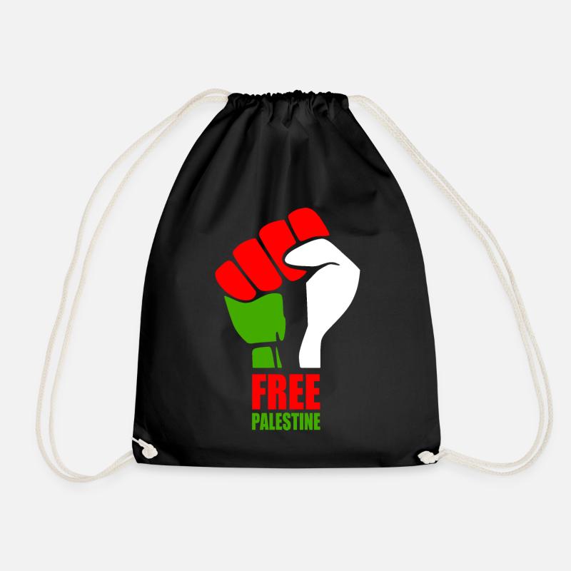 Free palestine - Drawstring Bag - black