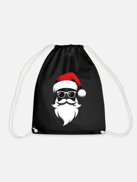 Santa Claus Head Portrait Mask - Drawstring Bag - black