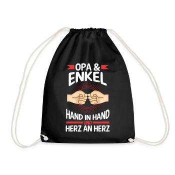 Großvater Opa und Enkel - Turnbeutel - Schwarz - Vorne
