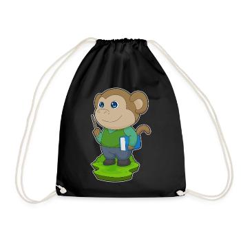 Monkey Teacher Book School - Drawstring Bag - black - Front