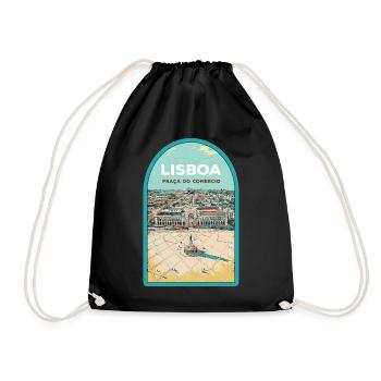 Illustration Commerce Square, Lisbon - Drawstring Bag - black - Front
