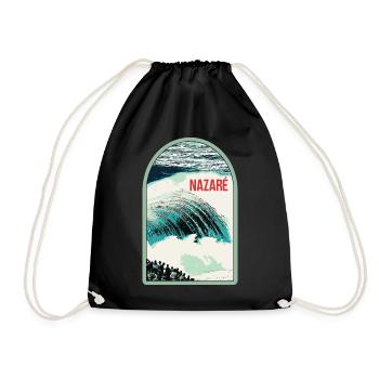 Wellen von Nazaré, Surfparadies - Turnbeutel - Schwarz - Vorne