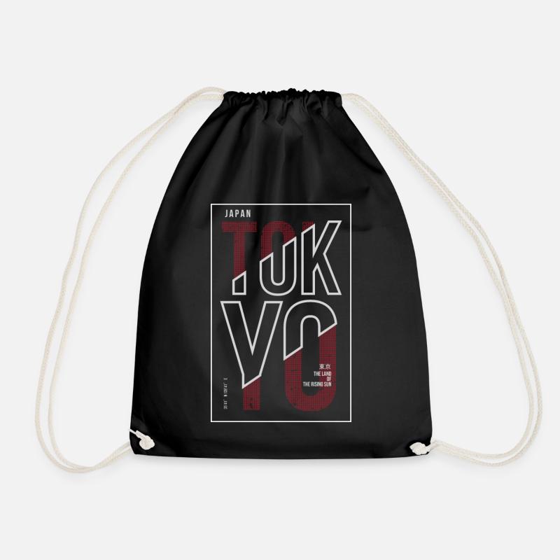 Tokyo Japan - Drawstring Bag - black