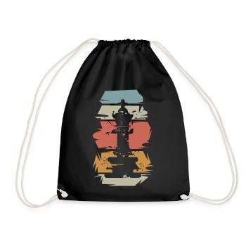 retro chess king game vintage illustration icon - Drawstring Bag - black - Front