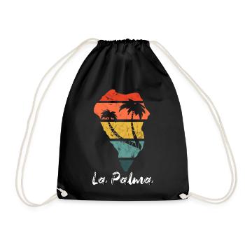 La Palma Outline Map Canary Islands Holidays vintage retro - Drawstring Bag - black - Front