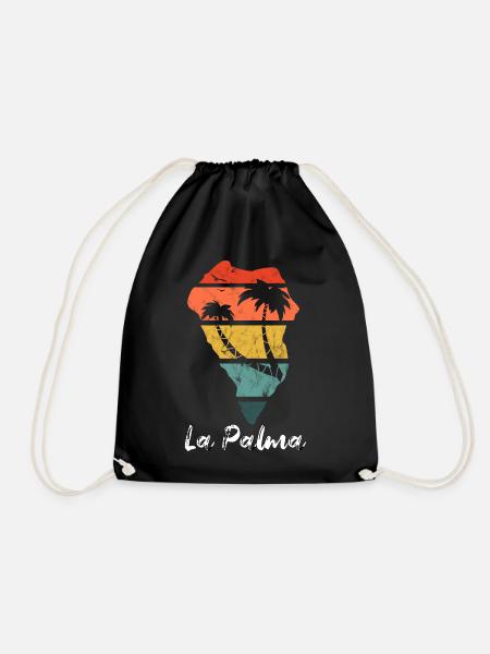 La Palma Umriss Karte Kanaren Urlaub vintage retro - Turnbeutel - Schwarz