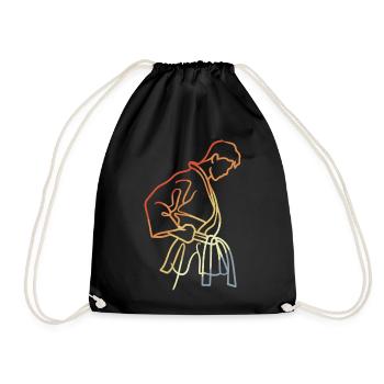 Boys Karate Sketch Vintage Look - Drawstring Bag - black - Front