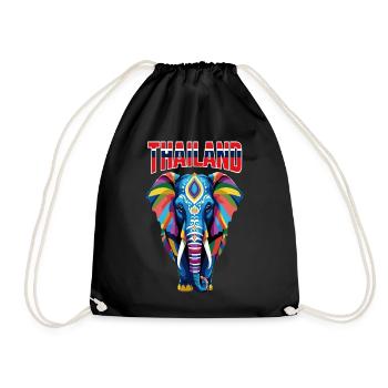 Colorful abstract elephant from Thailand - Drawstring Bag - black - Front