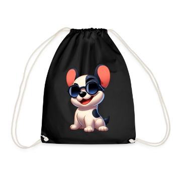 French Bulldog 6 - Drawstring Bag - black - Front