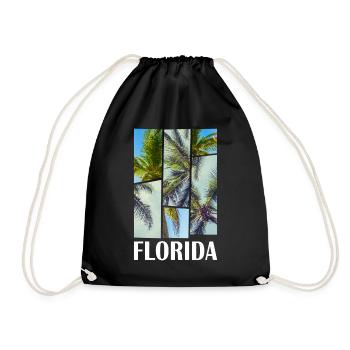 Florida USA Miami America Summer Palm Trees Beach - Drawstring Bag - black - Front