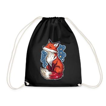 Fox and starry sky - Drawstring Bag - black - Front